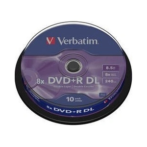 Verbatim DVD+R(опаковка от 10) Двуслоен/8x/8.5GB/шпиндел (43666)