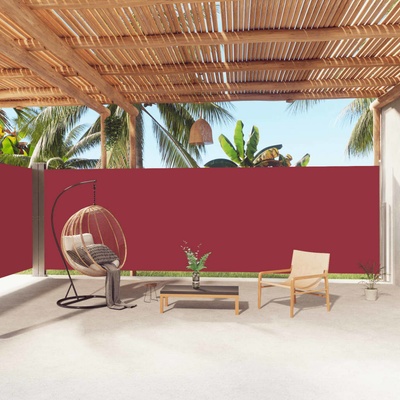 vidaXL Zatahovací boční markýza červená 200 x 1 000 cm