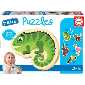 Educa Бебешки пъзел Educa 5 в 1 - Тропически животни (EDU18587) - baby