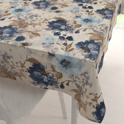 Biante Dekorační obdélníkový ubrus Parma PM-113 Modré květiny na smetanovém 100x140 cm
