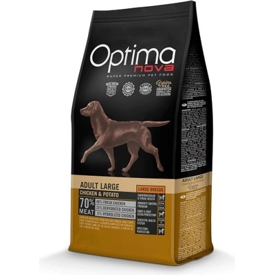 VISAN Optima nova adult large breed chicken potato (пиле и картофи) 70% месо grain free, Хипоалергична, Суперпремуим храна за кучета над 15 месеца 12 кг