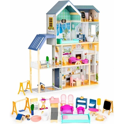 ECOTOYS Dřevěný domeček pro panenky rezidence Grace