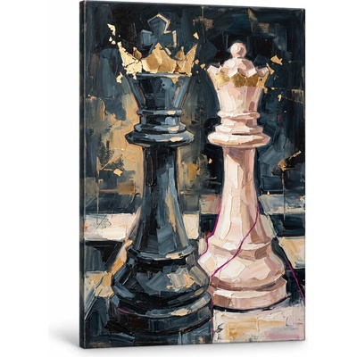Papilora Obraz šachového kráľa na plátne – s ručne maľovanými detailmi - 60x90 cm