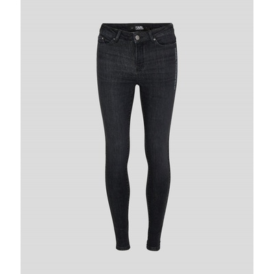Karl Lagerfeld džínsy black skinny denim logo pants sivá
