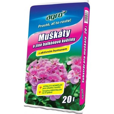 AGRO substrát na MUŠKÁTY A BALKÓNOVÉ KVETY 20 l