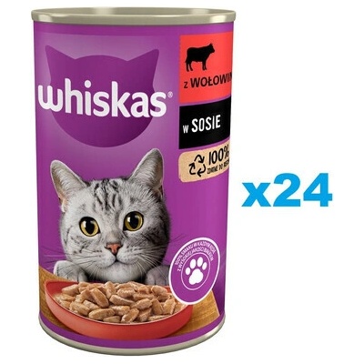 WHISKAS Hovädzie v omáčke 24x 400 g