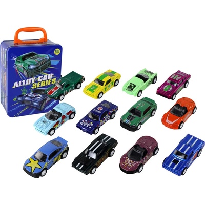 Lean Toys Súprava Áut na trecí pohon v kufríku 12ks. 1:64