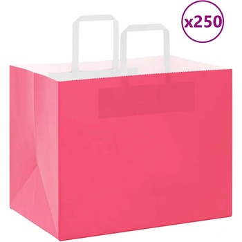 vidaXL Хартиени торбички 250 бр с дръжки розови 32x22x24 см (4101903)