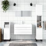 vidaXL Шкаф за баня с огледало, бял, инженерно дърво (833879)