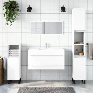 vidaXL Шкаф за баня с огледало, бял, инженерно дърво (833879)
