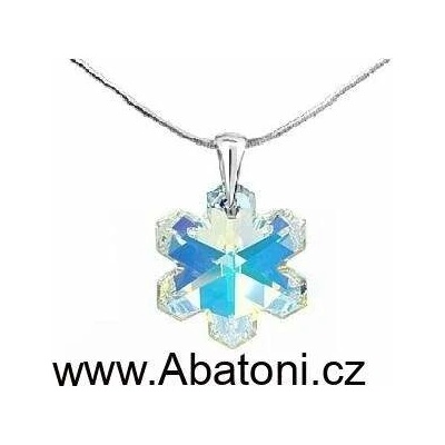 Swarovski Elements Stříbrný náhrdelník visací bílá duhová vločka, sněhové vločky 34221.1 Crystal AB – Zboží Mobilmania