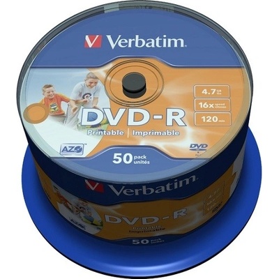 Verbatim DVD-R 4,7GB 16x, AZO, printable, cakebox, 50ks (43533)