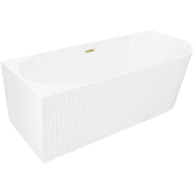 Mexen Silo свободностояща ъглова вана лява рифелована 170 x 80 см, бяла, преливник златен мат - 52891708000L-55 (52891708000L-55)