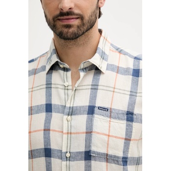 Barbour Ленена риза Barbour CROFT в синьо със стандартна кройка с класическа яка MSH5197 (MSH5197)