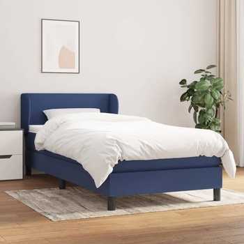 vidaXL Боксспринг легло с матрак, синя, 90x200 см, плат (3126059)