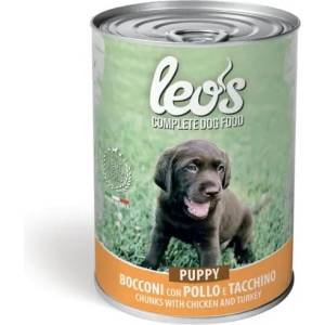 Gemon Monge Leo’s Chunks with Chicken and Turkey Puppy - Пълноценна мокра храна за подрастващи кученца, хапки с пилешко и пуешко месо, 415 гр