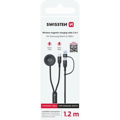Swissten 2v1 Magnetický kabel Samsung Galaxy Watch a usb-c, usb-c (usb-a) 1.2 m 141125 – Zboží Živě