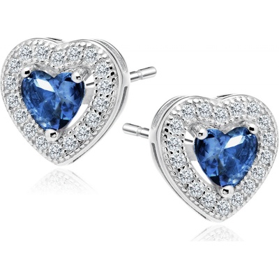 Lunica stříbrné náušnice SAFÍROVÉ SRDCE 0043