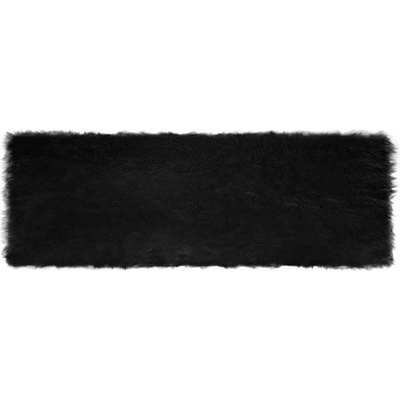 vidaXL Изкуствен овчи килим Tafalla Черно 80 x 250 cm Полиестер (42021568)