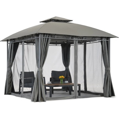 Garden Point zahradní pavilon Sicily 3x3 m se závěsy a moskytiérami Antracitový – Hledejceny.cz