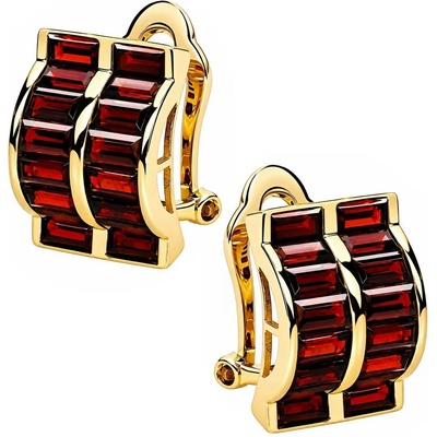 Zlaton Náušnice žluté zlato visací s almandinem výška 1.6cm váha 6.35g O06062506077
