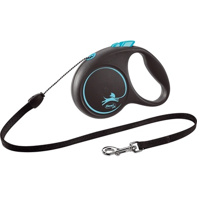 flexi Original каишка, черна, дизайн синьо S - 5 м, до 12 кг - шнур