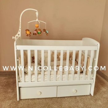 Дейзи Нов Бебешка кошара Тони 60/120 с подвижна решетка бяло