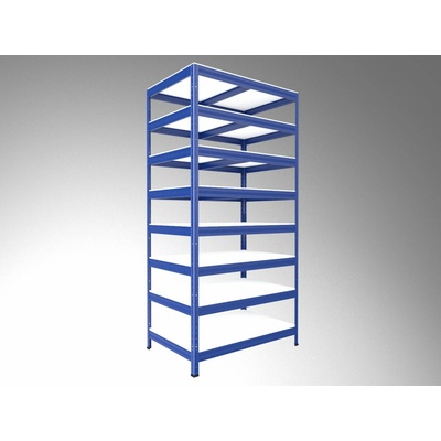Biedrax Regál do technickej miestnosti 50 x 60 x 240 cm, modrý, 8 políc biele lamino 12mm, 200 kg na policu