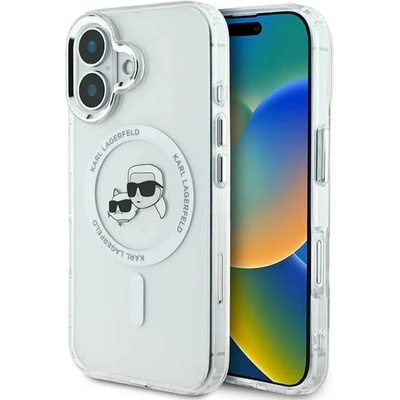 KARL LAGERFELD Кейс Karl Lagerfeld IML Metal Karl&Choupette Head MagSafe за iPhone 16 - бял (3666339318123)