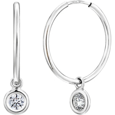 Tiami Kruhové náušnice s přívěskem Sweetie z bílého zlata s diamanty střední ESWW20002