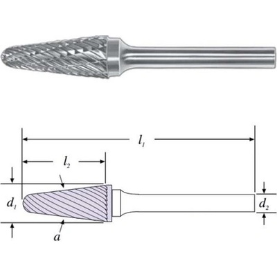 SGS 25228 (SL-3M) - Fréza technická SL-3M kuželová s rádiusem pr. 9,5x27mm, stopka 6mm