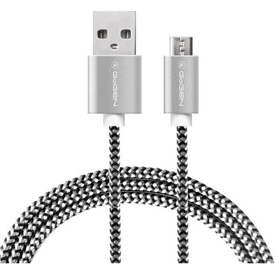GoGEN MICUSB200MM24 USB / micro USB, opletený, 2m, stříbrný