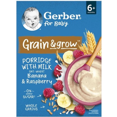 Gerber Mliečna kaša pšenično-ovsená banán a malina 200 g