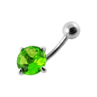 Šperky4U stříbrný piercing do pupíku světle zelený zirkon BP01017-G