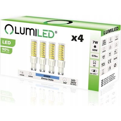 Lumiled 4x LED žárovka G9 CAPSULE 7W = 60W 670lm 6500K Studená bílá 360°