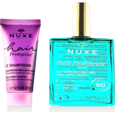 NUXE Huile Prodigieuse Néroli Multi-Purpose Dry Oil 100 ml + Hair Prodigieux HighShine Shampoo 30 ml