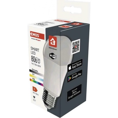Emos Chytrá LED žárovka GoSmart A60 E27 9 W 60 W 806 lm RGB stmívatelná Wi-Fi ZQW514R – Hledejceny.cz