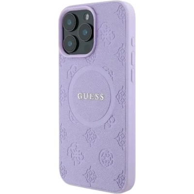 GUESS Калъф Guess Apple iPhone 16 Pro Max твърд калъф Saffiano Peony Classic Logo MagSafe лилав (GUHMP16XPSAPSMEU)