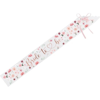 PartyDeco Лента за моминско парти Bride to be, флорална