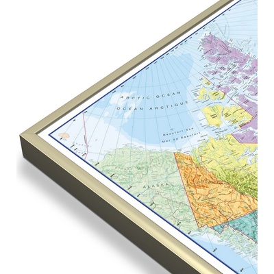 Maps International Kanada - nástěnná politická mapa 120 x 100 cm Varianta: mapa v hliníkovém rámu, Provedení: zlatý matný rám