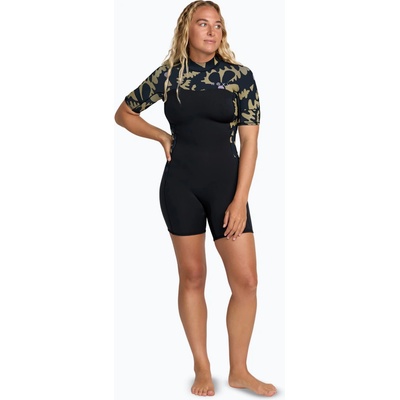 Dámsky ROXY 2.0 mm Swell Natural Back Zip SS Springsuit black floral