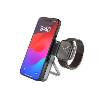 FIXED MagZen 5 5000mAh преносимо зарядно устройство със стойка, сиво (FIXZENMS-5-GR)