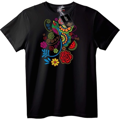 NOONEBRAND Тениска Шарена народна птица - 2XL, White