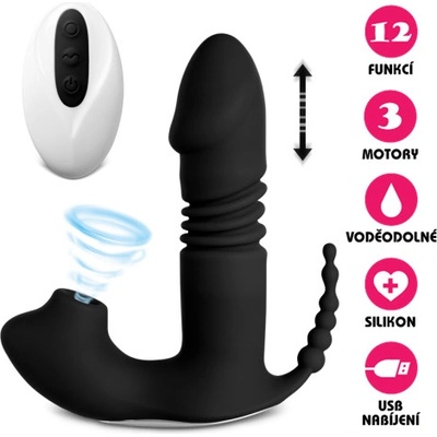 VšeNaSex.cz Bezdrátový vibrační motýlek Suck and Stretch Butterfly černý