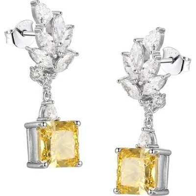 Dabog Strieborné 925 dámske náušnice Golden Laurel so žltým zirkónom ST-Z-NA-026