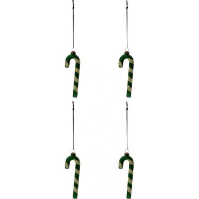 House Doctor Sklenená vianočná ozdoba Stick Green – set 4 ks