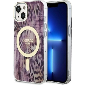 GUESS Кейс Guess GUHMP14SHLEOPWP за iPhone 14 6.1"", розов / розов, твърд, Leopard MagSafe (GUE002768-0)