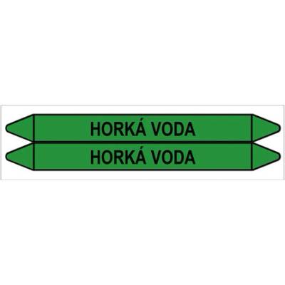 Značení potrubí, horká voda,2 ks, 450 × 52 mm PZ 008738