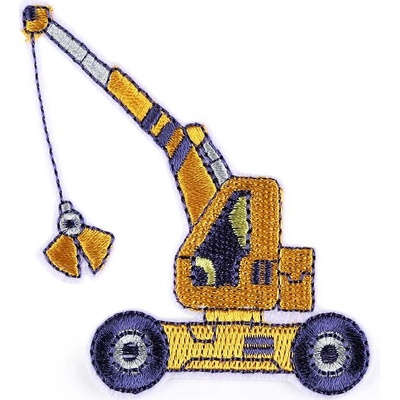 Nažehlovačka traktor, jeřáb, auto, bagr, hasiči Varianta: 4 oranžovožlutá jeřáb, Balení: 10 ks