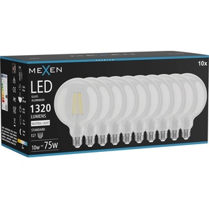 Mexen Vintis 10x LED крушка с нажежаема жичка E27, G125, 10W, Неутрална - 4000K, 1320 lm, (L158-E27-1040-00x10)